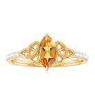 1 CT Marquise Cut Solitaire Citrine Celtic Knot Ring with Diamond Citrine - ( AAA ) - Quality - Rosec Jewels