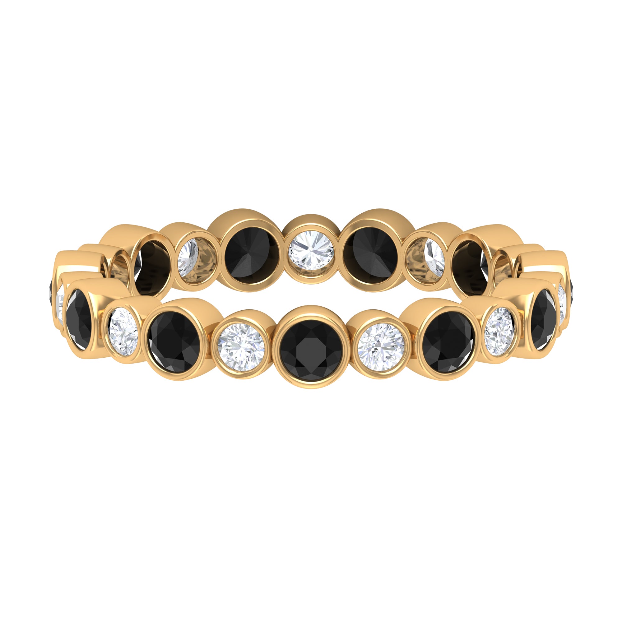 1.5 CT Alternate Black Diamond and Moissanite Uneven Eternity Band Ring Black Diamond - ( AAA ) - Quality - Rosec Jewels