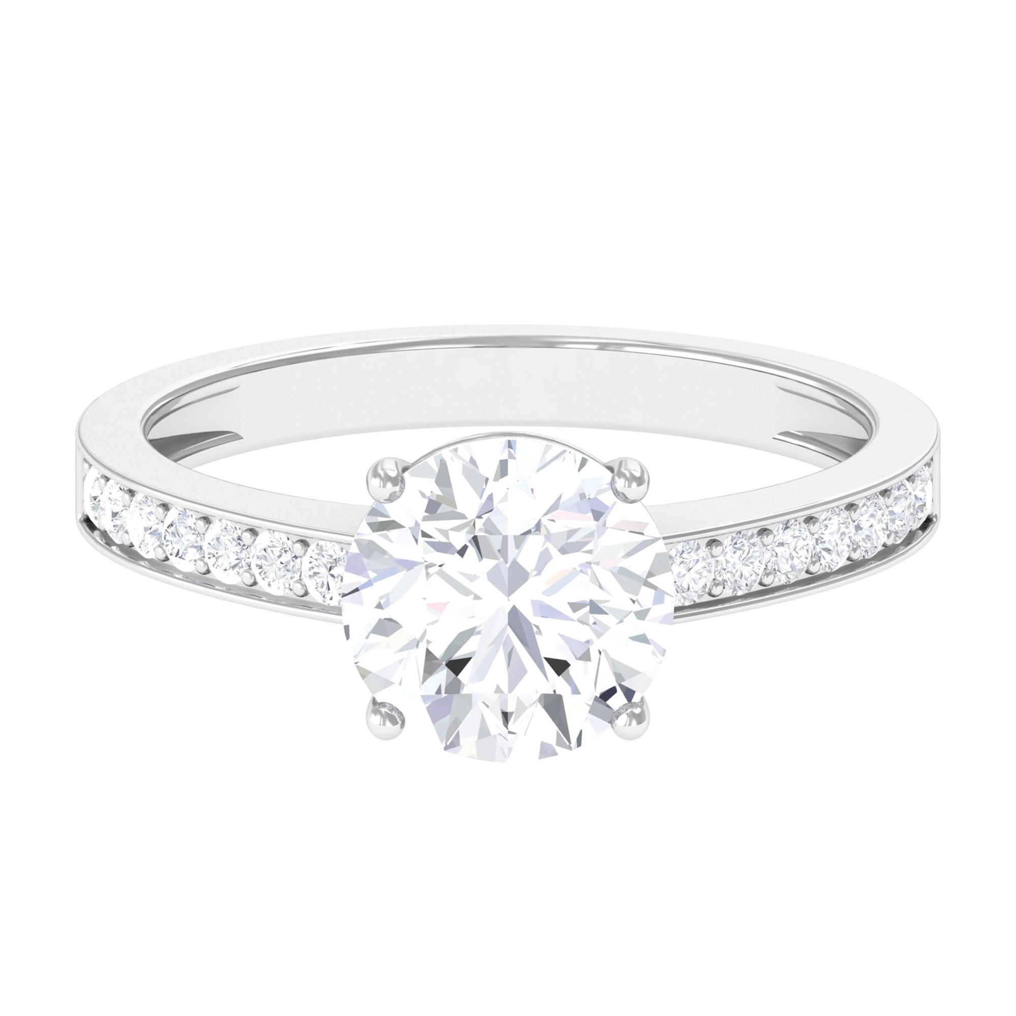 2.25 CT Round Cut Moissanite Solitaire Engagement Ring in 4 Prong Setting Moissanite - ( D-VS1 ) - Color and Clarity - Rosec Jewels