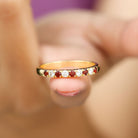 Garnet and Diamond Half Eternity Band Ring Garnet - ( AAA ) - Quality - Rosec Jewels