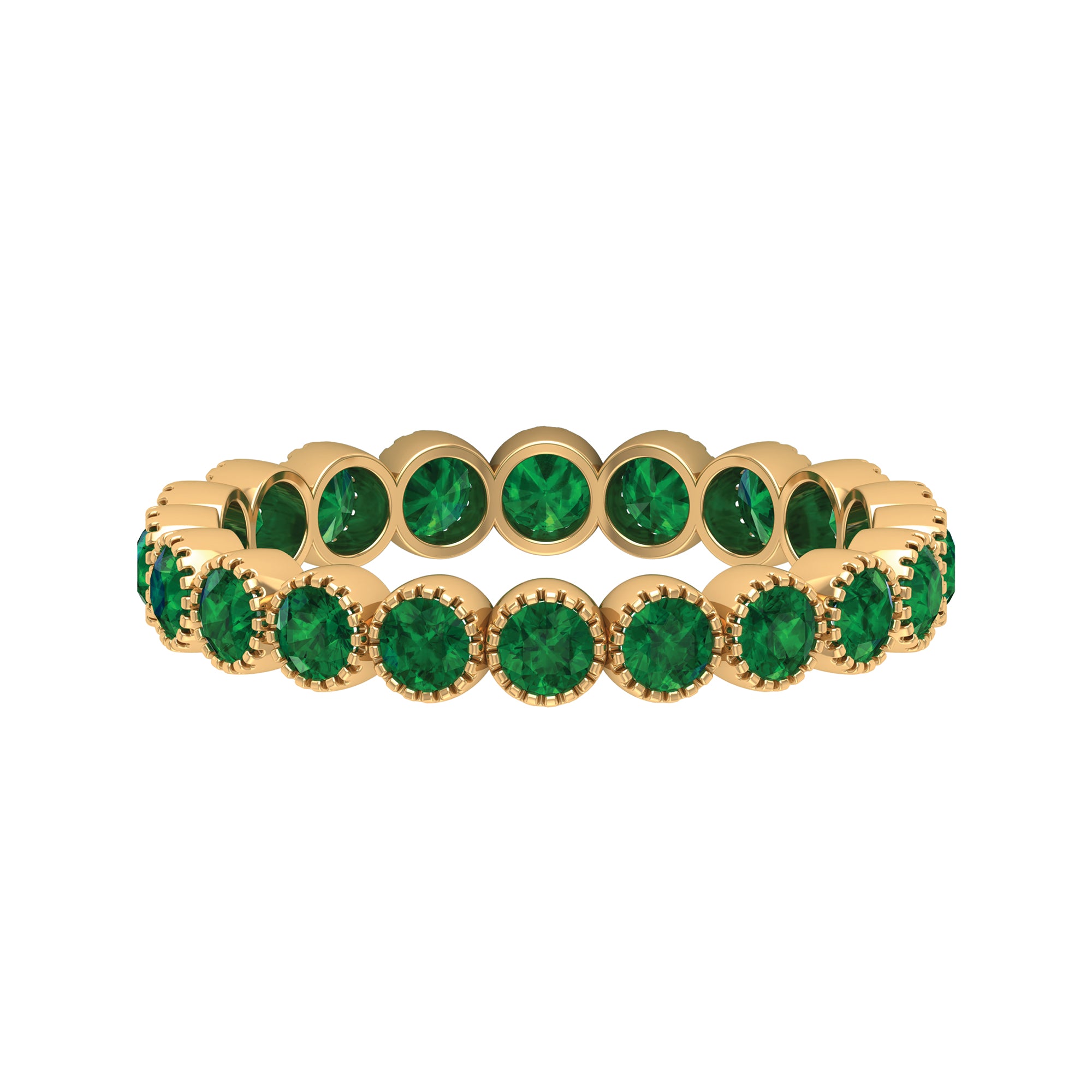 Milgrain Bezel Set Emerald Eternity Ring Emerald - ( AAA ) - Quality - Rosec Jewels