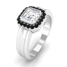 6 MM Moissanite Engagement Ring with Black Diamond Black Diamond - ( AAA ) - Quality - Rosec Jewels