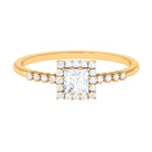 Princess Cut Moissanite Engagement Ring with Halo and Side Stones Moissanite - ( D-VS1 ) - Color and Clarity - Rosec Jewels