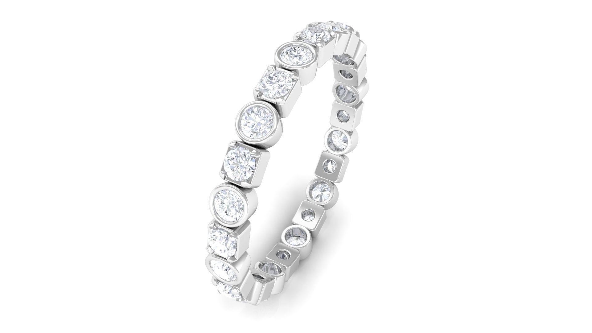 Round Moissanite Eternity Ring Moissanite - ( D-VS1 ) - Color and Clarity - Rosec Jewels