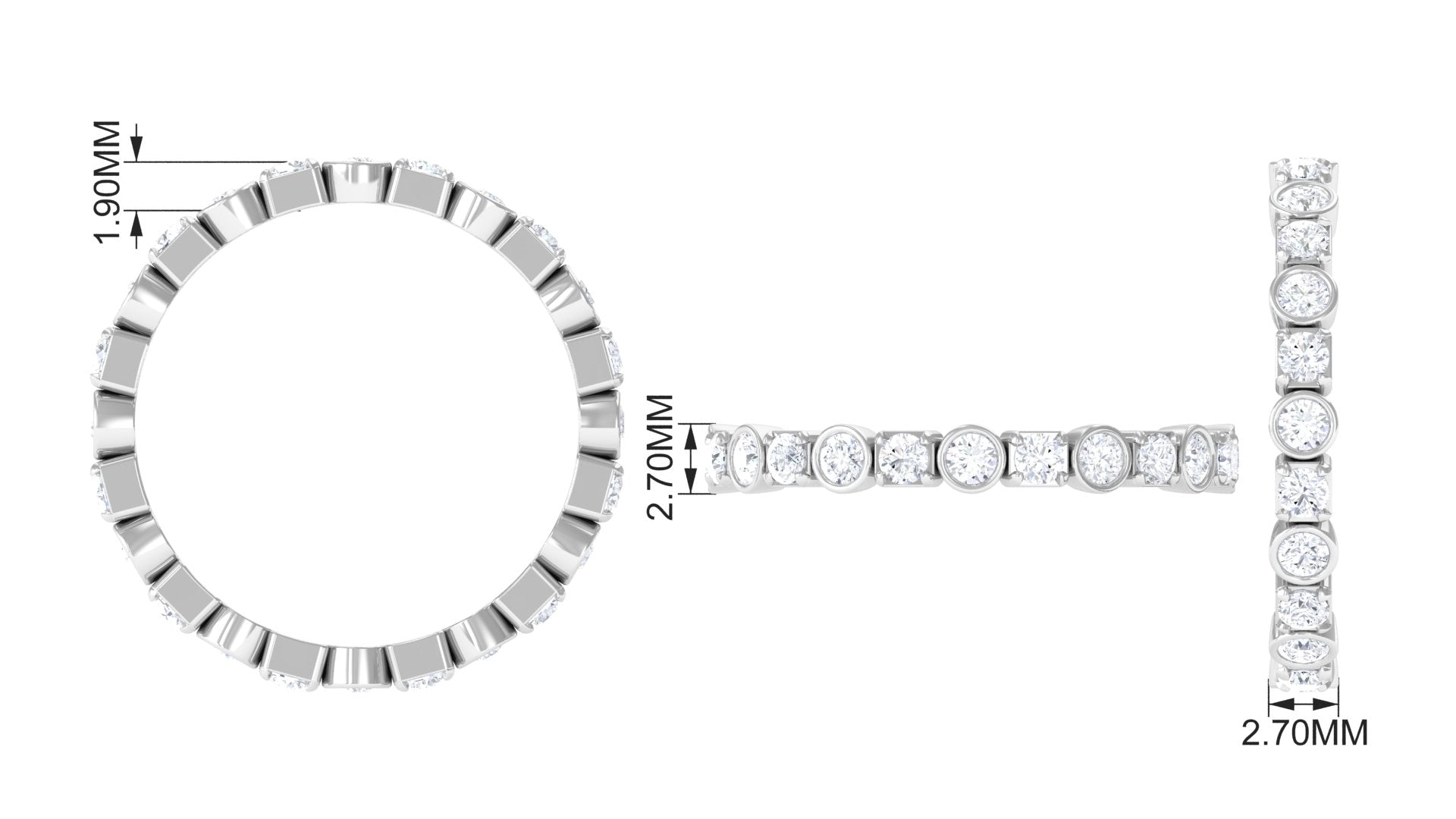 Round Moissanite Eternity Ring Moissanite - ( D-VS1 ) - Color and Clarity - Rosec Jewels