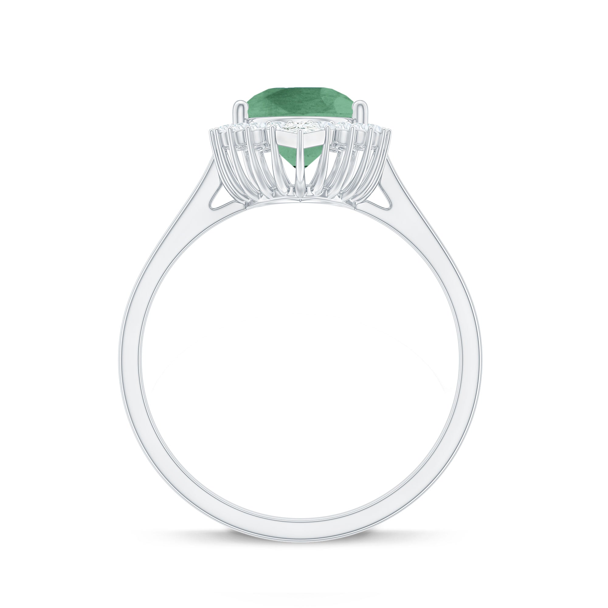 Cocktail Engagement Ring with Created Green Sapphire and Diamond Halo Lab Created Green Sapphire - ( AAAA ) - Quality - Rosec Jewels