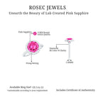 Round Lab Created Pink Sapphire Halo Engagement Ring with Diamond Lab Created Pink Sapphire - ( AAAA ) - Quality - Rosec Jewels