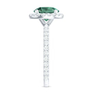 Round Lab Created Green Sapphire Halo Engagement Ring with Moissanite Lab Created Green Sapphire - ( AAAA ) - Quality - Rosec Jewels