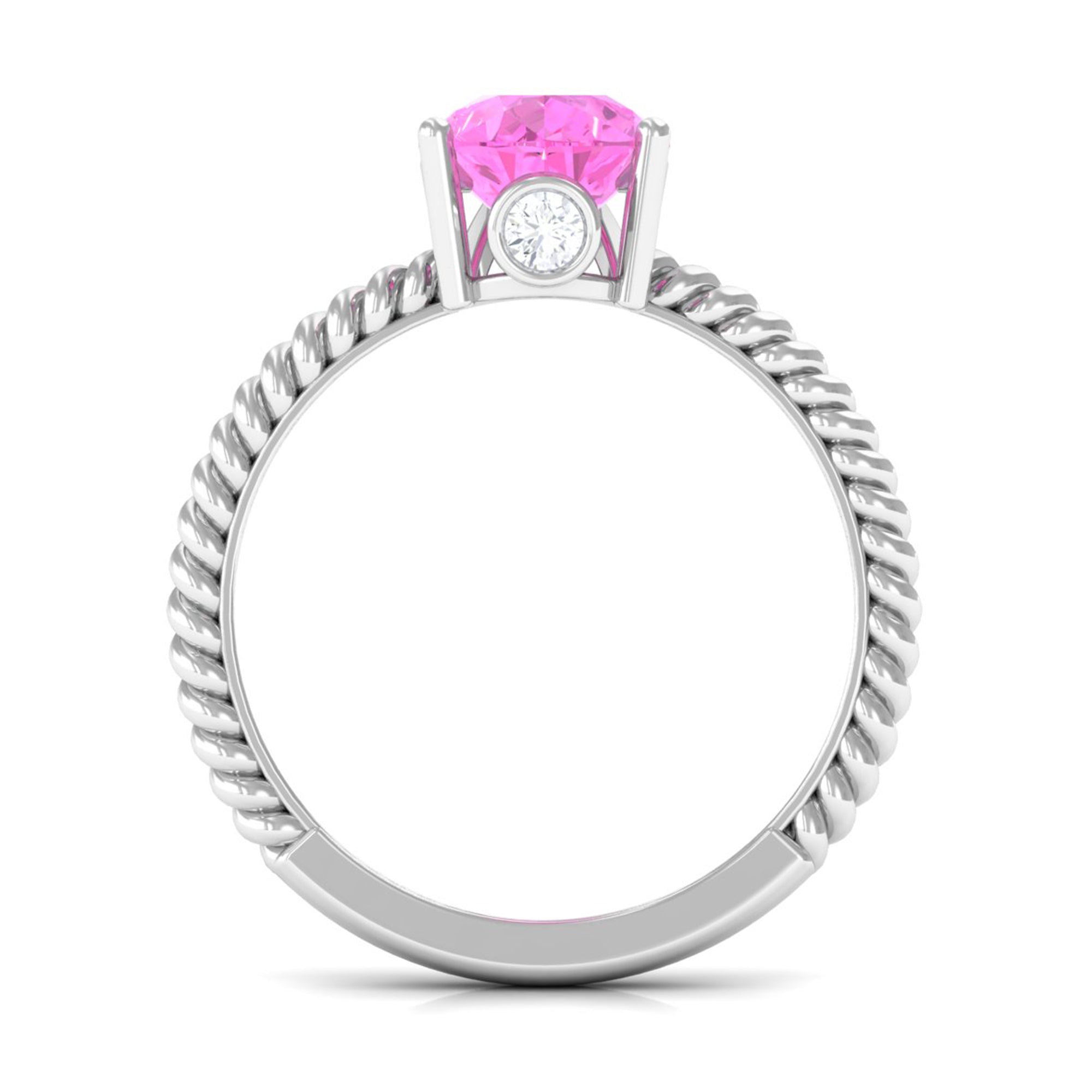 Pear Created Pink Sapphire Solitaire Engagement Ring Lab Created Pink Sapphire - ( AAAA ) - Quality - Rosec Jewels