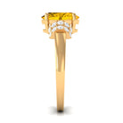 Created Yellow Sapphire Oval Engagement Ring with Diamond Accent Lab Created Yellow Sapphire - ( AAAA ) - Quality - Rosec Jewels