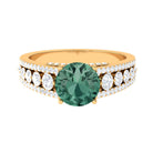 Created Green Sapphire Engagement Ring with Moissanite Lab Created Green Sapphire - ( AAAA ) - Quality - Rosec Jewels