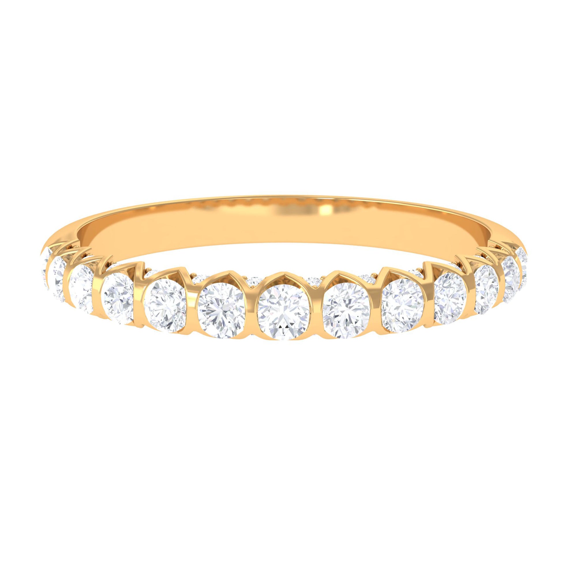 Round Certified Moissanite Half Eternity Ring Moissanite - ( D-VS1 ) - Color and Clarity - Rosec Jewels