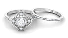 1/2 CT Statement Diamond Engagement Ring Set with Straight Band Diamond - ( HI-SI ) - Color and Clarity - Rosec Jewels