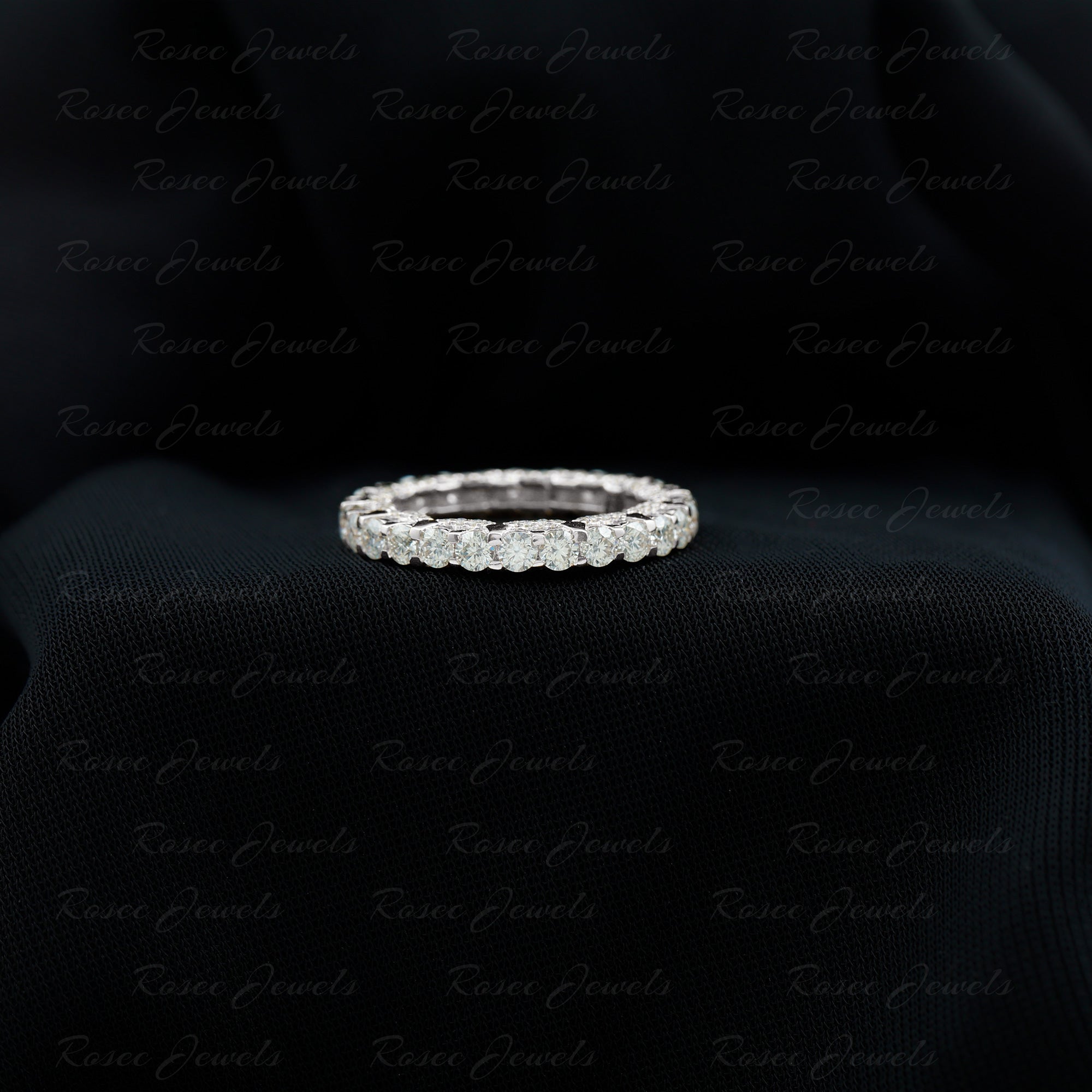 Trellis Set Moissanite Full Eternity Band Ring Moissanite - ( D-VS1 ) - Color and Clarity - Rosec Jewels