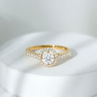 Round Cut Moissanite Halo Promise Ring in Gold Moissanite - ( D-VS1 ) - Color and Clarity - Rosec Jewels