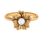 Round Shape Real Diamond Flower Engagement Ring Diamond - ( HI-SI ) - Color and Clarity - Rosec Jewels