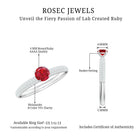 Lab Created Ruby Solitaire Ring with Moissanite Side Stones Lab Created Ruby - ( AAAA ) - Quality - Rosec Jewels