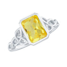 Lab Created Yellow Sapphire Engagement Ring with Diamond Lab Created Yellow Sapphire - ( AAAA ) - Quality - Rosec Jewels