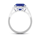 Lab Created Blue Sapphire Oval Engagement Ring with Diamond Lab Created Blue Sapphire - ( AAAA ) - Quality - Rosec Jewels