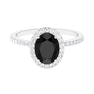 Created Black Diamond Halo Engagement Ring with Diamond Lab Created Black Diamond - ( AAAA ) - Quality - Rosec Jewels