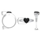 Created Black Diamond Heart Engagement Ring with Diamond Lab Created Black Diamond - ( AAAA ) - Quality - Rosec Jewels