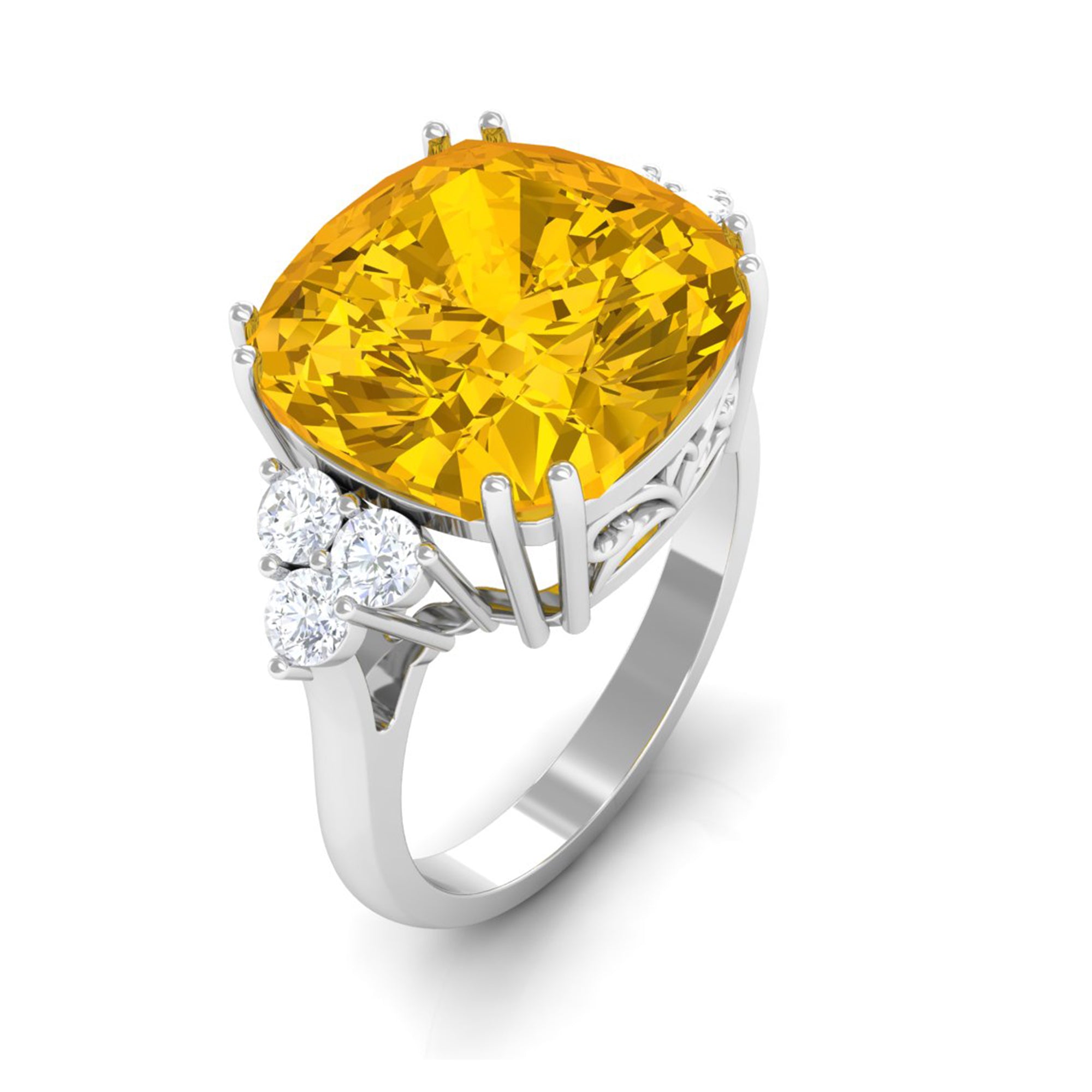 Lab Created Yellow Sapphire Solitaire Engagement Ring Lab Created Yellow Sapphire - ( AAAA ) - Quality - Rosec Jewels