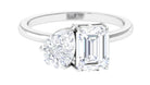 Pear and Emerald Cut Moissanite Toi Et Moi Engagement Ring Moissanite - ( D-VS1 ) - Color and Clarity - Rosec Jewels