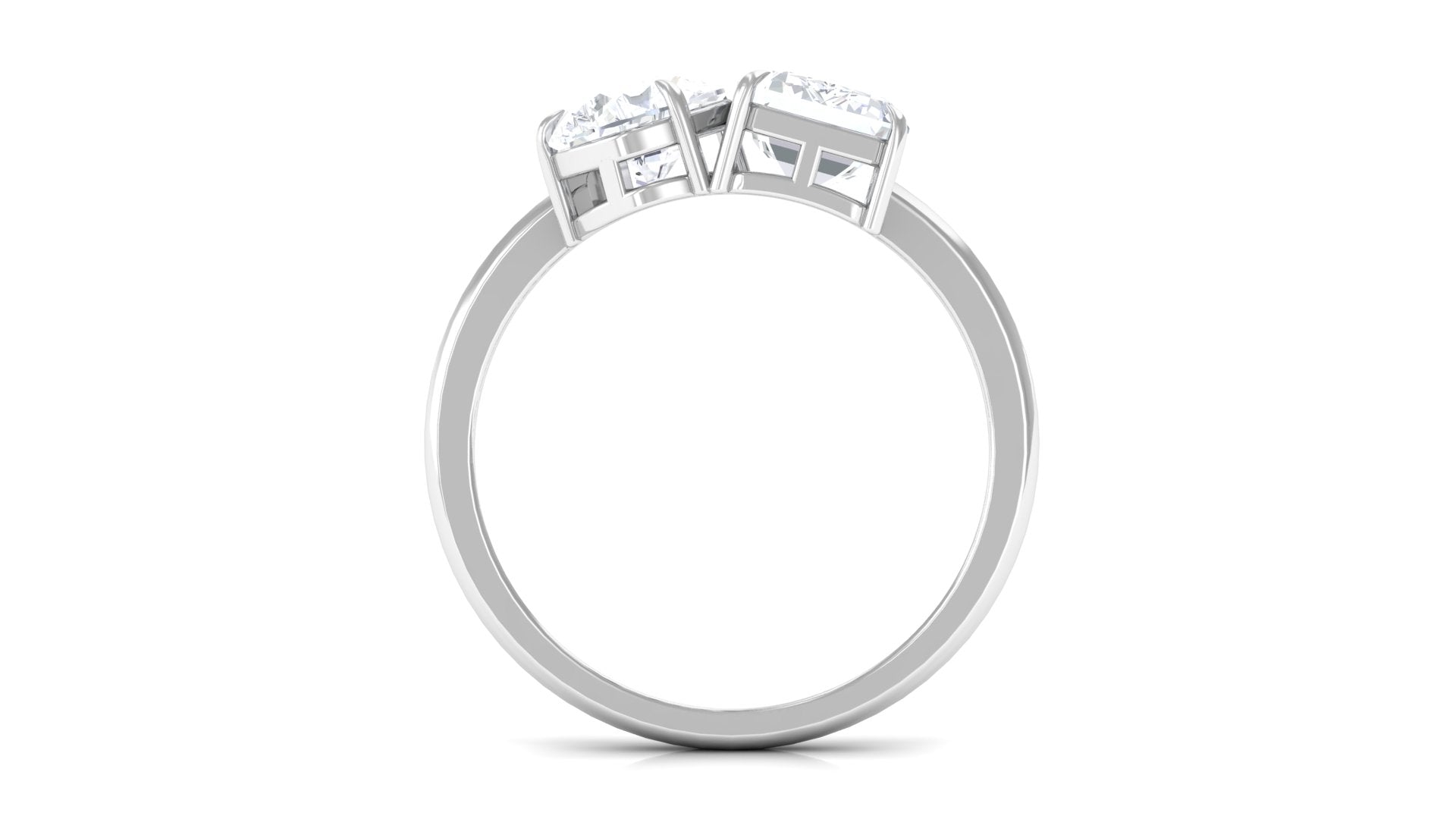 Pear and Emerald Cut Moissanite Toi Et Moi Engagement Ring Moissanite - ( D-VS1 ) - Color and Clarity - Rosec Jewels