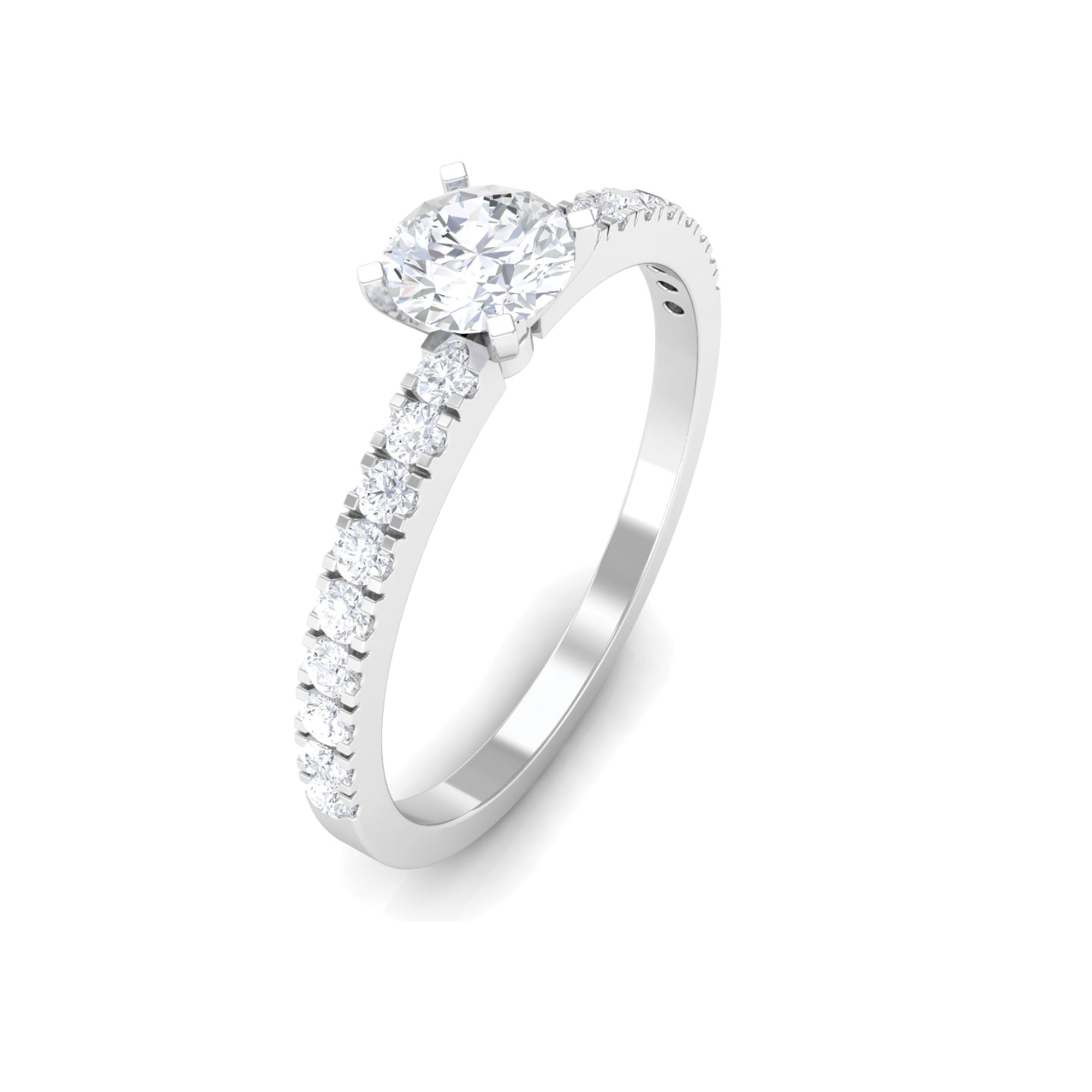 3/4 CT Simple Moissanite Solitaire Ring with Side Stone Moissanite - ( D-VS1 ) - Color and Clarity - Rosec Jewels