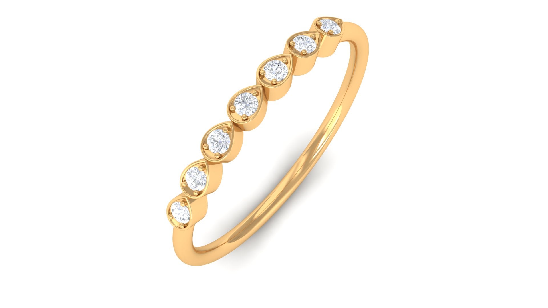 Simple Diamond Seven Stone Stackable Ring Diamond - ( HI-SI ) - Color and Clarity - Rosec Jewels