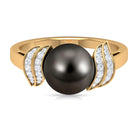 Natural Tahitian Pearl and Diamond Solitaire Engagement Ring Tahitian pearl - ( AAA ) - Quality - Rosec Jewels