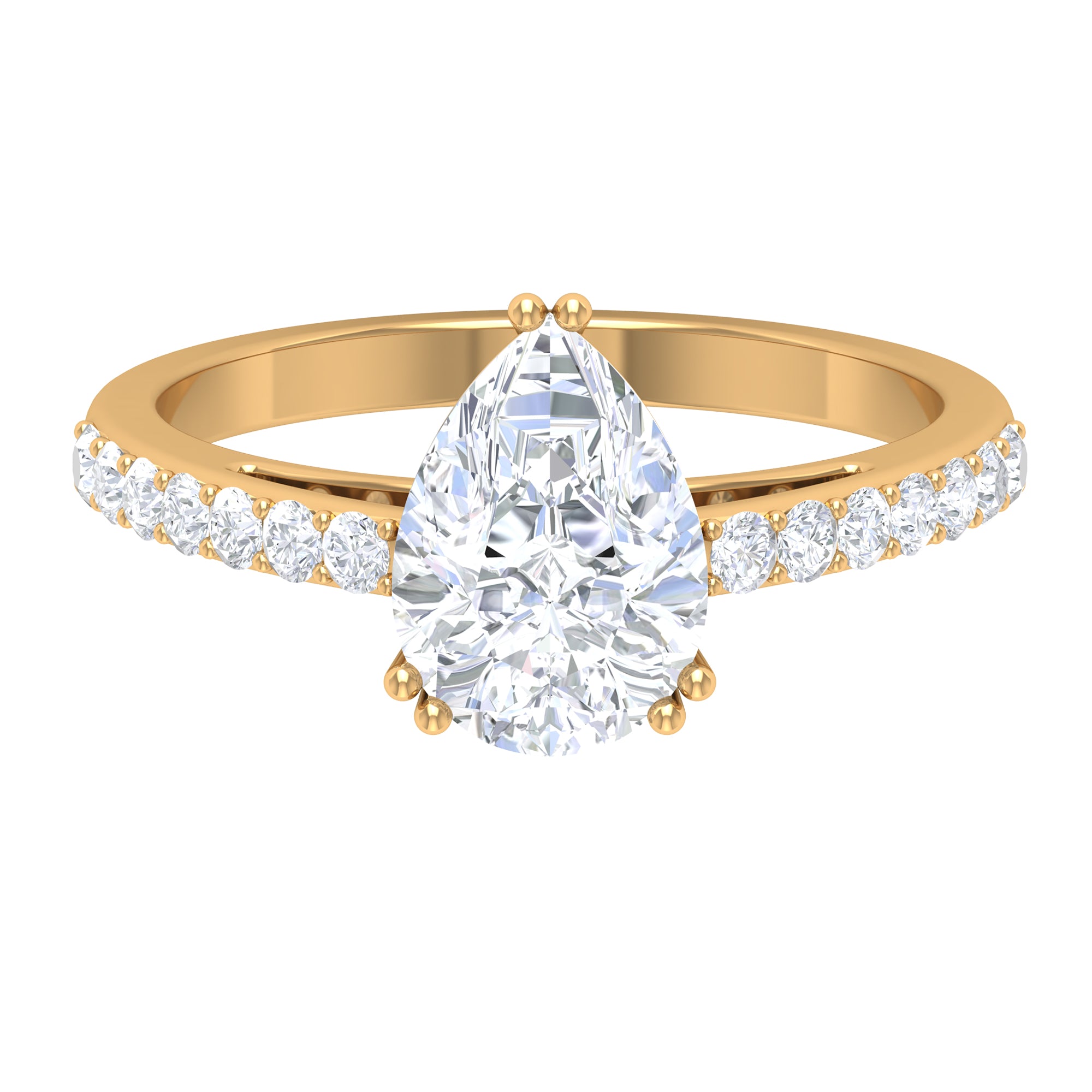 Rosec Jewels-2.25 CT Double Prong Set Round Cut Solitaire Moissanite Ring with Surface Pronged Side Stones