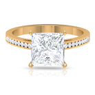 Rosec Jewels-3 CT Four Prong Set Solitaire Moissanite Ring with Channel Set Side Stones