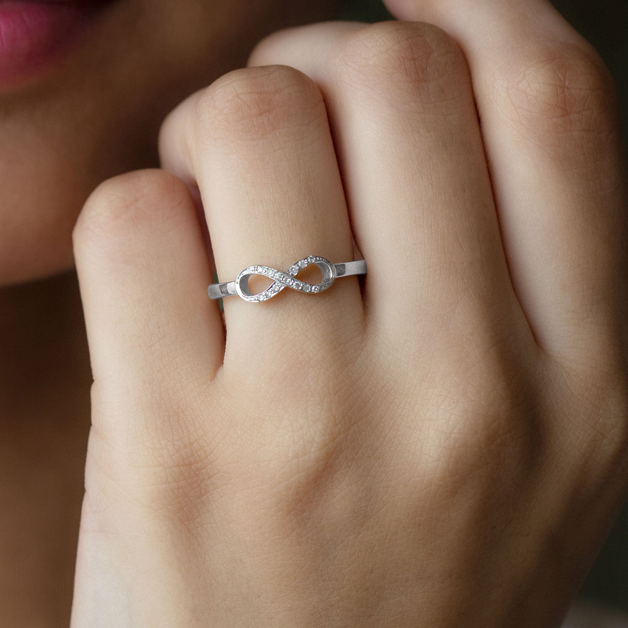 Minimal Diamond Infinity Promise Ring Diamond - ( HI-SI ) - Color and Clarity - Rosec Jewels