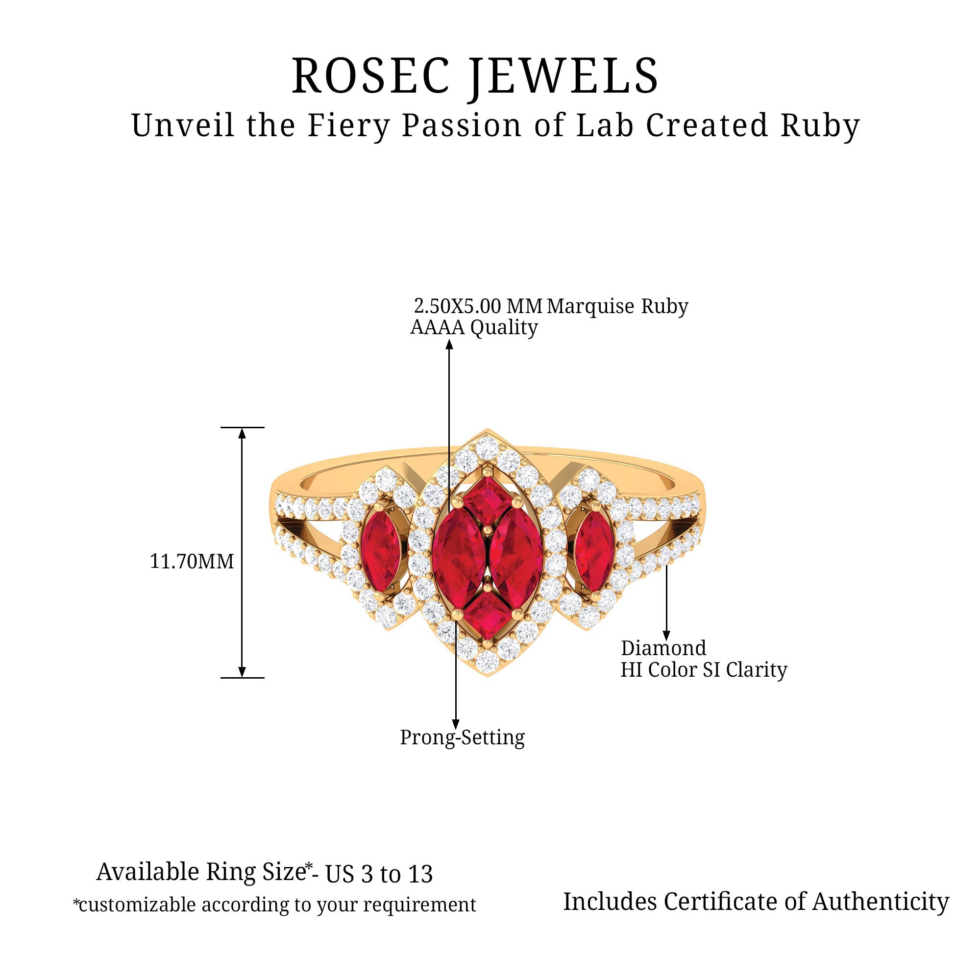 Split Shank Lab Grown Ruby and Diamond Cluster Engagement Ring Lab Created Ruby - ( AAAA ) - Quality - Rosec Jewels