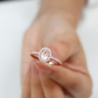 Oval Morganite Simple Engagement Ring with Diamond Morganite - ( AAA ) - Quality - Rosec Jewels