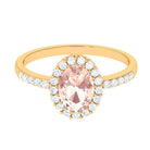 Oval Morganite Simple Engagement Ring with Diamond Morganite - ( AAA ) - Quality - Rosec Jewels