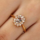 Princess Diana Inspired Morganite Engagement Ring with Diamond Halo Morganite - ( AAA ) - Quality - Rosec Jewels