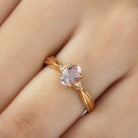 3/4 CT Oval Cut Morganite Solitaire Ring with Diamond Morganite - ( AAA ) - Quality - Rosec Jewels