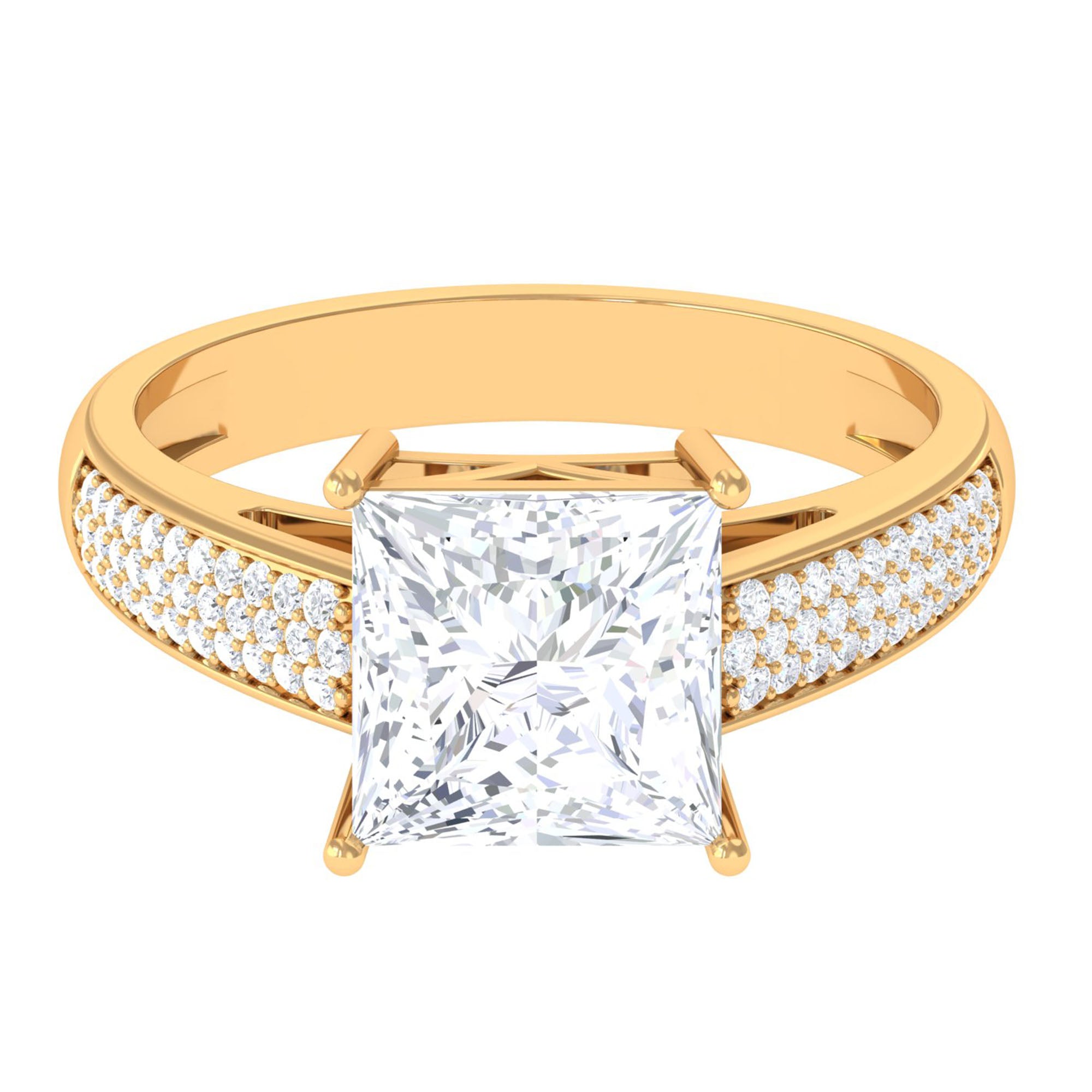 Princess Cut Moissanite Engagement Ring Moissanite - ( D-VS1 ) - Color and Clarity - Rosec Jewels