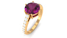 2.75 CT Genuine Rhodolite Engagement Ring with Moissanite Stones Rhodolite - ( AAA ) - Quality - Rosec Jewels