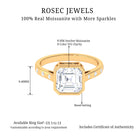 7 MM Asscher Cut Moissanite Solitaire Ring in Bezel Setting with Sleek Accent Moissanite - ( D-VS1 ) - Color and Clarity - Rosec Jewels