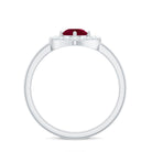 Ruby and Diamond Heart Halo Ring Ruby - ( AAA ) - Quality - Rosec Jewels