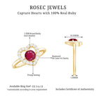 Ruby and Diamond Heart Halo Ring Ruby - ( AAA ) - Quality - Rosec Jewels