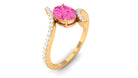 1.50 CT Oval Pink Sapphire Solitaire Bypass Ring with Diamond Pink Sapphire - ( AAA ) - Quality - Rosec Jewels