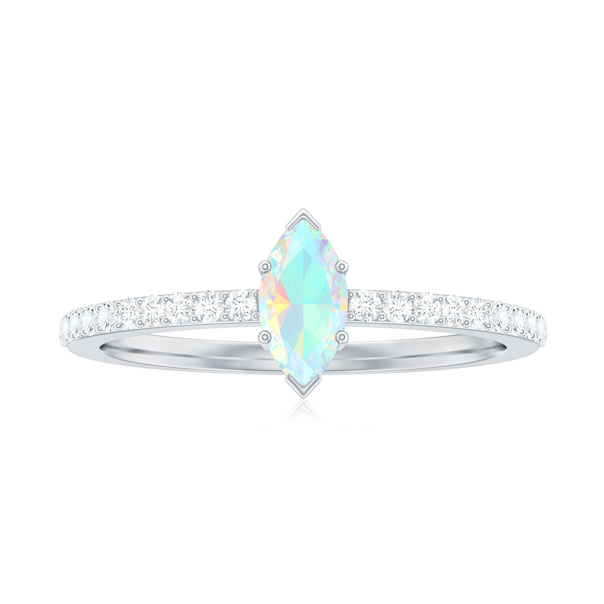 1/2 CT Minimal Marquise Cut Ethiopian Opal and Diamond Promise Ring Ethiopian Opal - ( AAA ) - Quality - Rosec Jewels