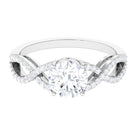 1.75 CT Round Cut Solitaire Zircon Crossover Engagement Ring Zircon - ( AAAA ) - Quality - Rosec Jewels