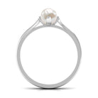 Elegant Bead Set Freshwater Pearl Solitaire Promise Ring with Diamond Freshwater Pearl - ( AAA ) - Quality - Rosec Jewels