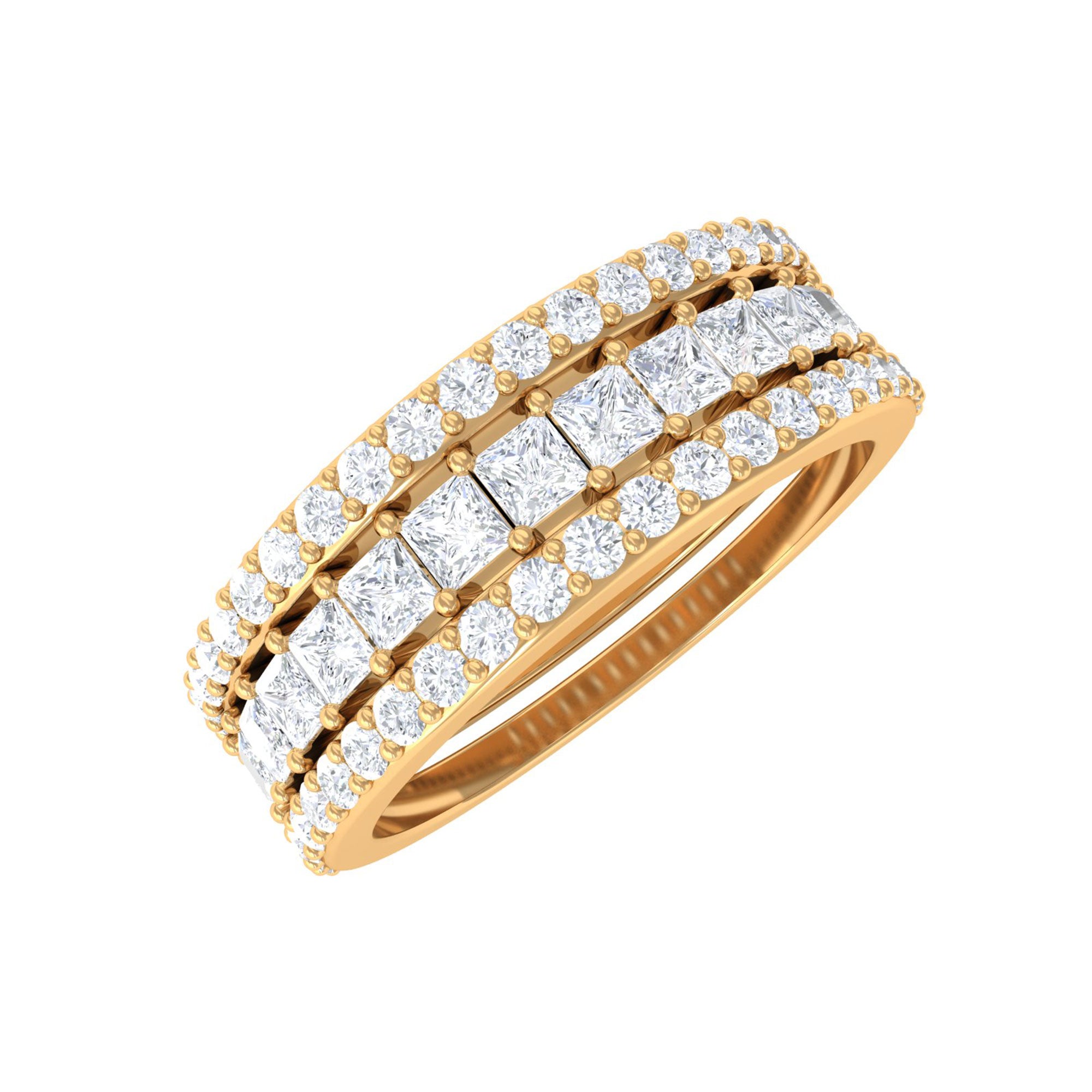 Zircon Stackable Band Ring Set of 3 Zircon - ( AAAA ) - Quality - Rosec Jewels