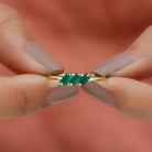 1/2 CT Baguette Cut 2 Prong Set Emerald Three Stone Ring Emerald - ( AAA ) - Quality - Rosec Jewels